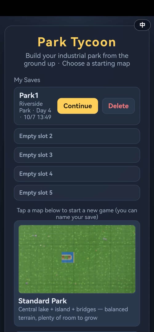 Park Tycoon gameplay screenshot